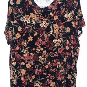 Maurices Floral Short Sleeve Top - Black and Brown